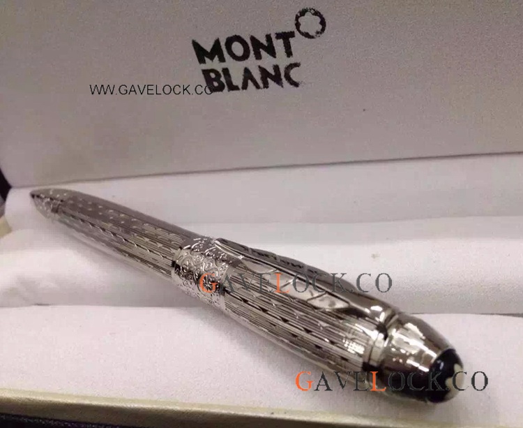 Imitation Mont Blanc Pens Daniel Defoe Silver Ballpoint Pen